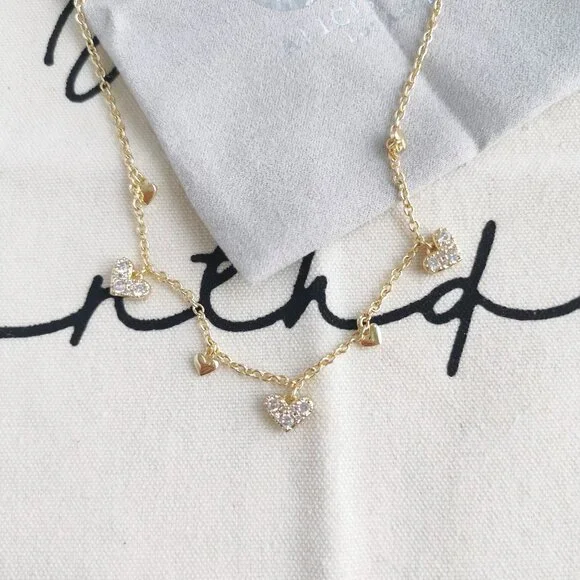 Alicia Bonnie Charm Necklace - Isabella - White Crystal Gold - Picture 1 of 3